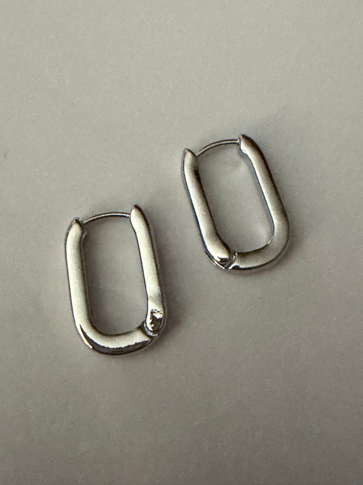 Silver Rectangular Hoop Earrings