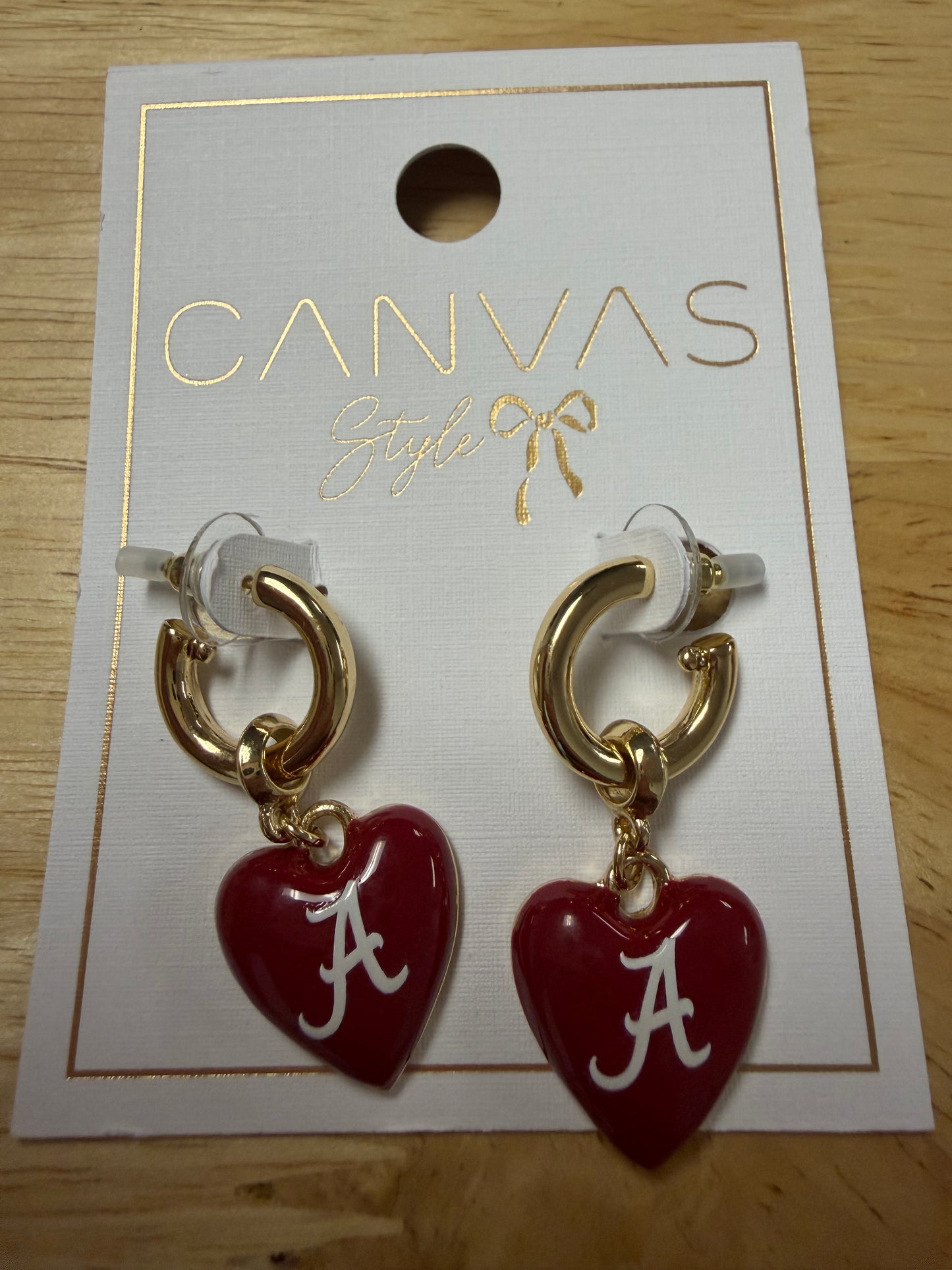 Alabama Script A Heart Huggie Earrings