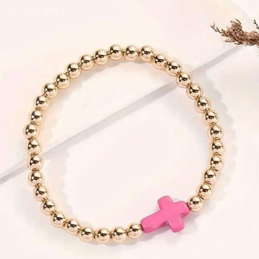 Pink Cross Bracelet