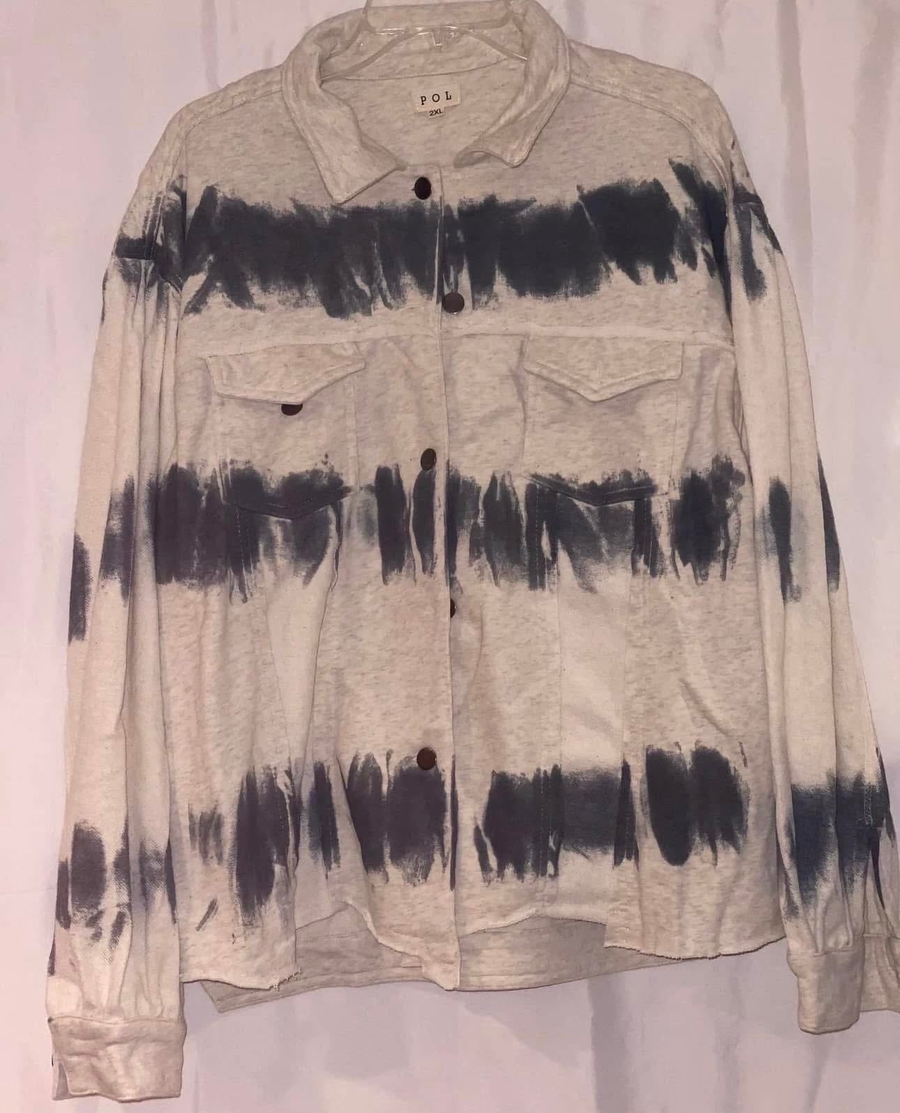 POL Tie Dye Jacket in Oatmeal/ Indigo