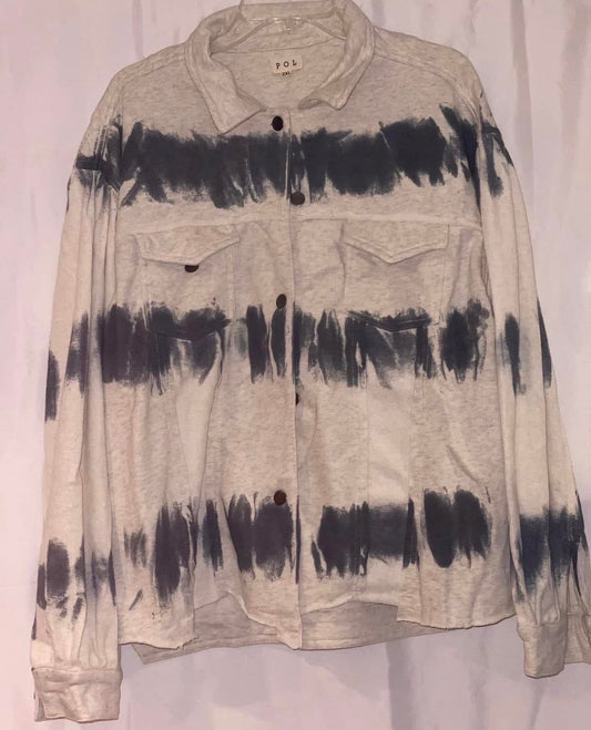 POL Tie Dye Jacket in Oatmeal/ Indigo